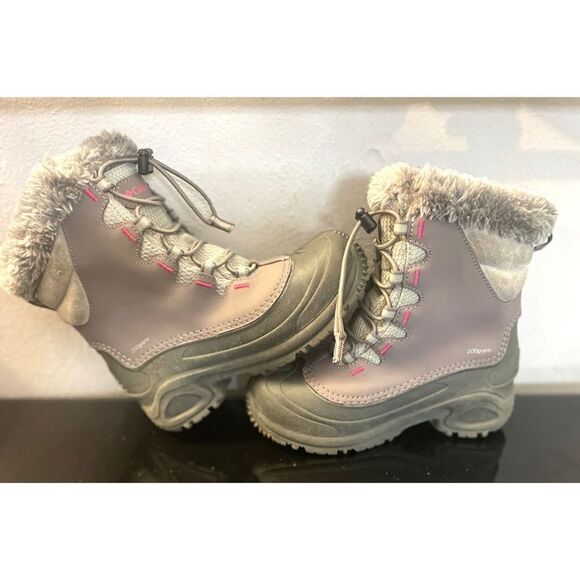 Columbia Bugaboot Gray Waterproof Insulated Lined Snow Boots Big Kids Youth 2 - Picture 13 of 14